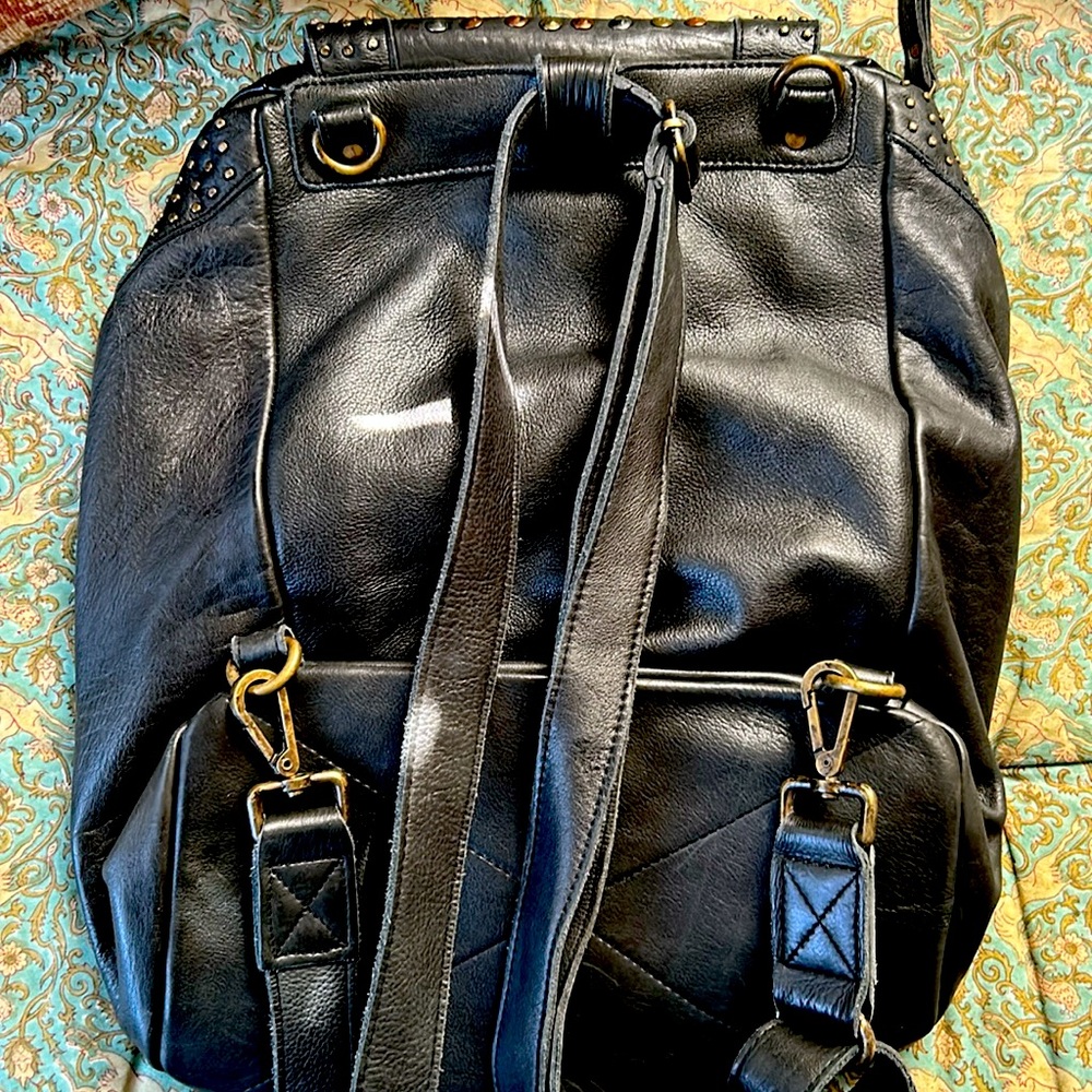 Viola Castellani Studded Black Leather Backpack - Picture 6 of 10